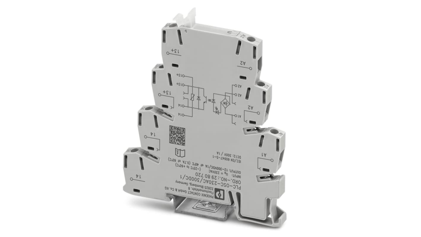 Phoenix Contact PLC-OSC-230AC/300DC/ 1 Series Solid State Relay, DIN Rail Mount, 253 V dc Load