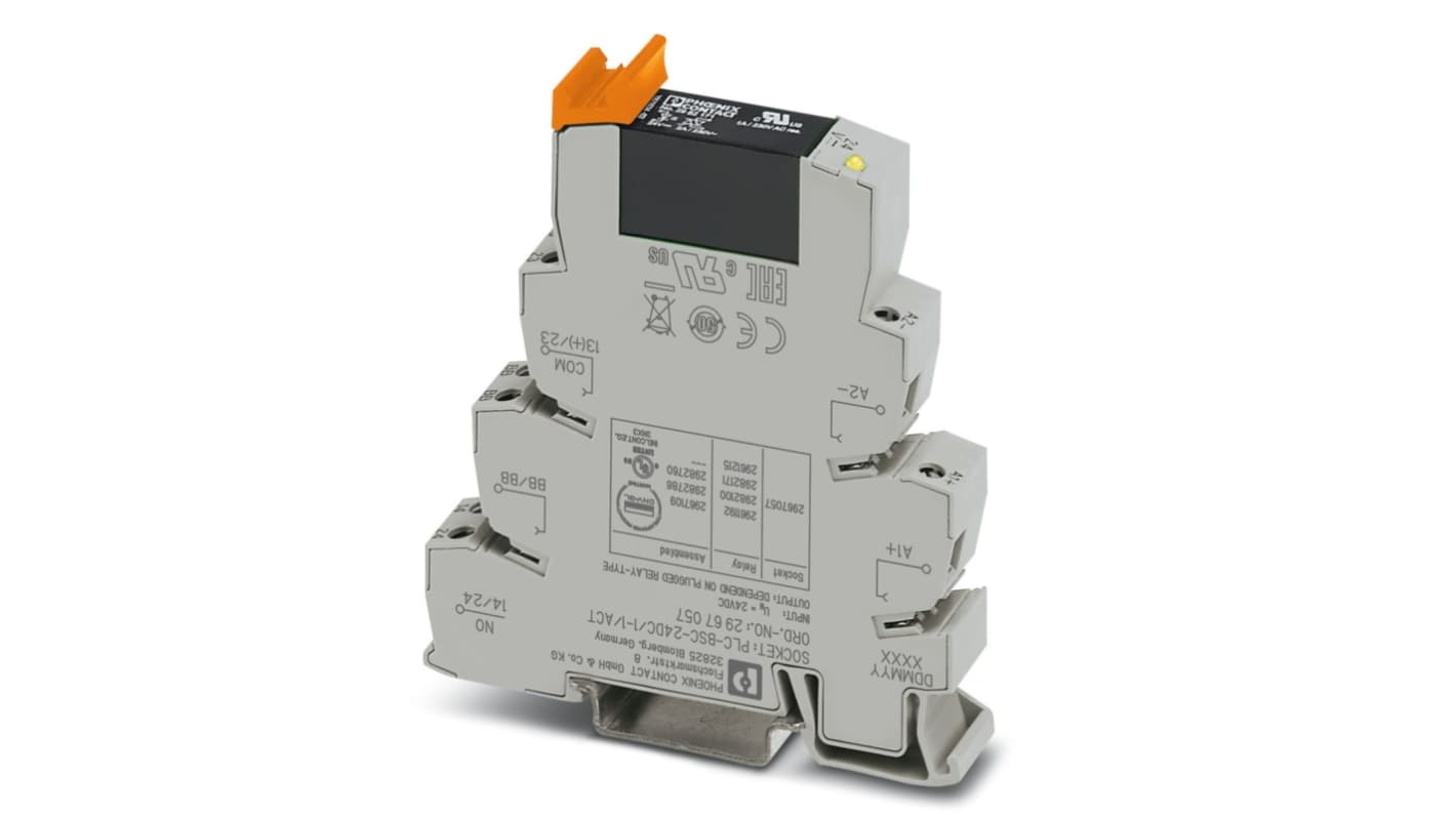 Phoenix Contact PLC-OSC- 24DC/230AC/ 2/ACT Series Solid State Relay, 2 A Load, DIN Rail Mount, 28.8 V dc Load
