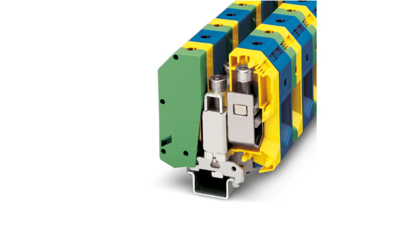 Phoenix Contact 2-Way DIN Rail Earth Terminal Block, 25 - 95mm², 3  -  3/0 AWG Wire, Screw