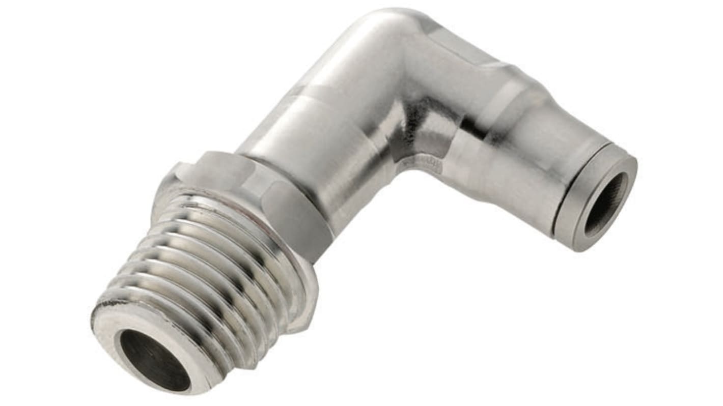 Legris LF3800 Series Elbow Threaded Adaptor, R 1/4 Male to Push In 10 mm, Threaded-to-Tube Connection Style