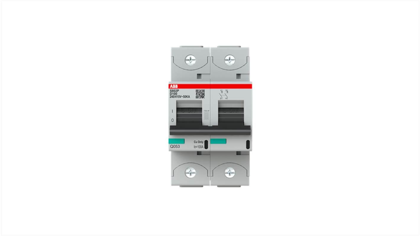 ABB High Performance S800S MCB, 2P, 100A Curve D