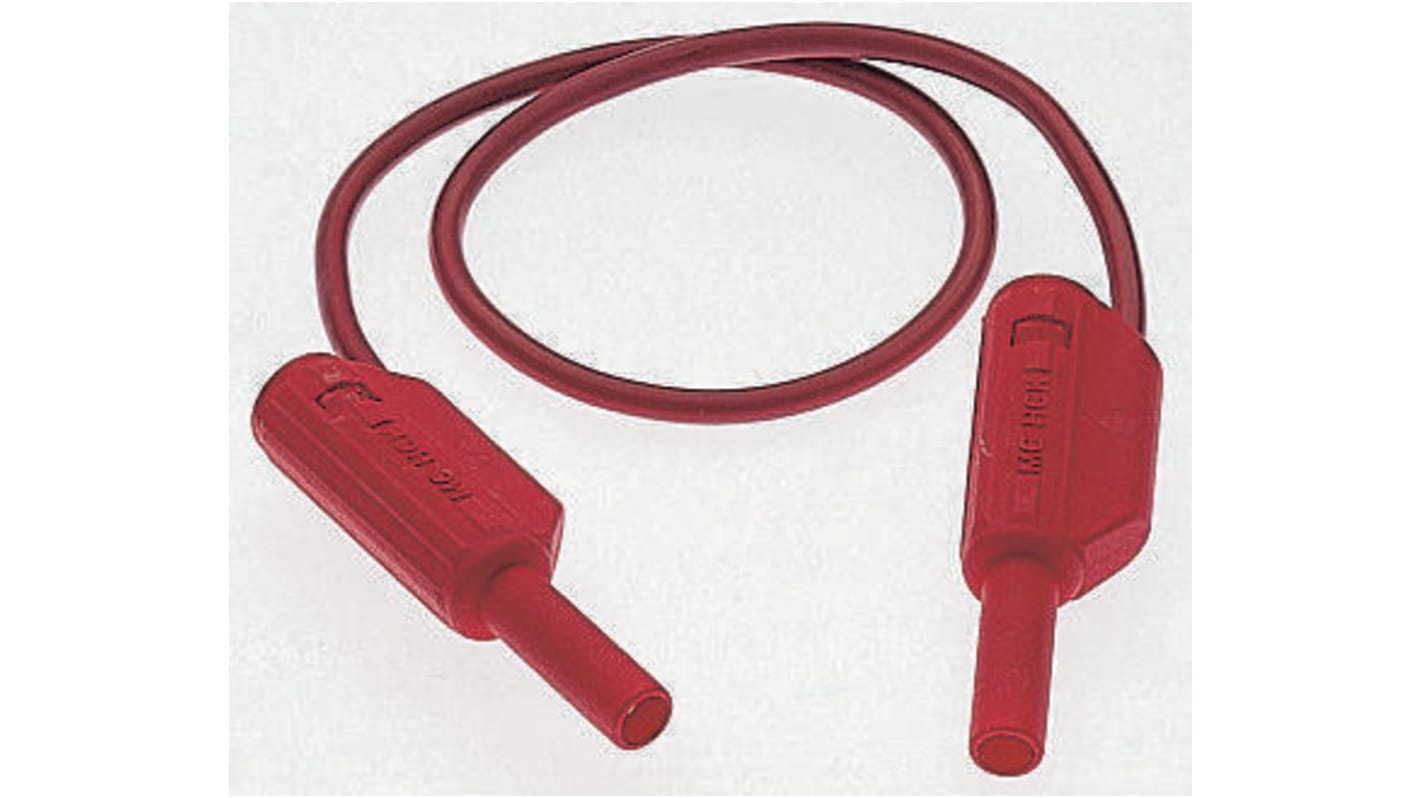 Staubli 2 mm Connector Test Lead, 10A, 600V, Red, 45cm Lead Length