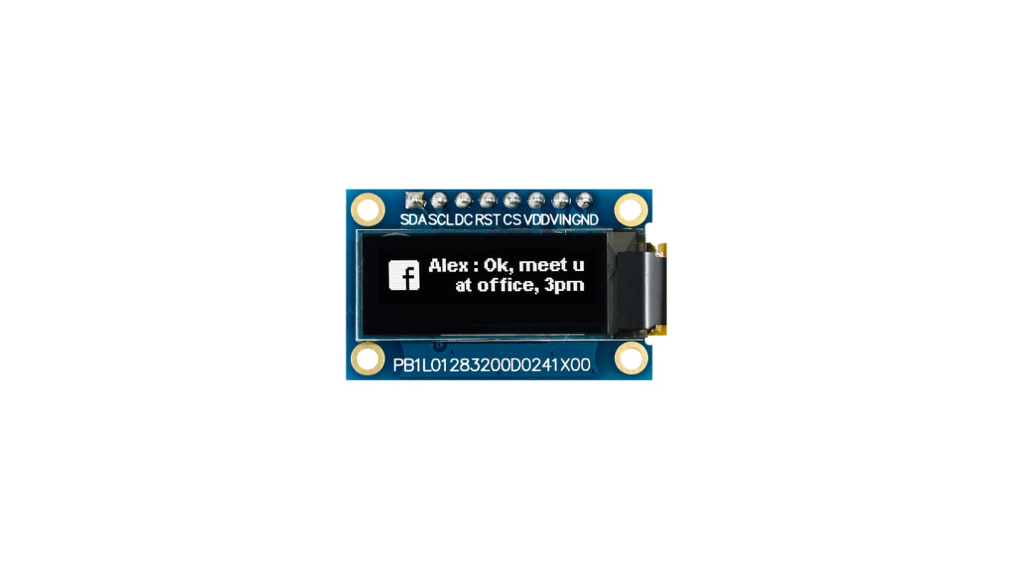 Display OLED Midas, matrice Passivo, Bianco, 128 x 32pixels, COB, SPI Interface