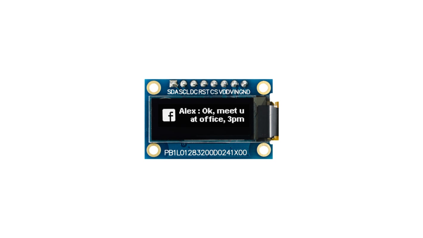 Midas 0.91in White Passive matrix OLED Display 128 x 32pixels COB SPI Interface