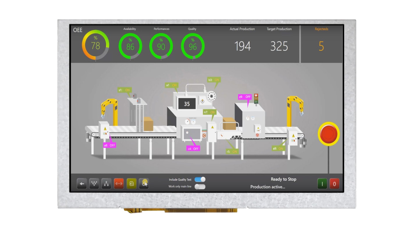 Ecran couleur LCD Midas, 5pouce, interface HDMI, 800 x 480pixels, rétroéclairage LED