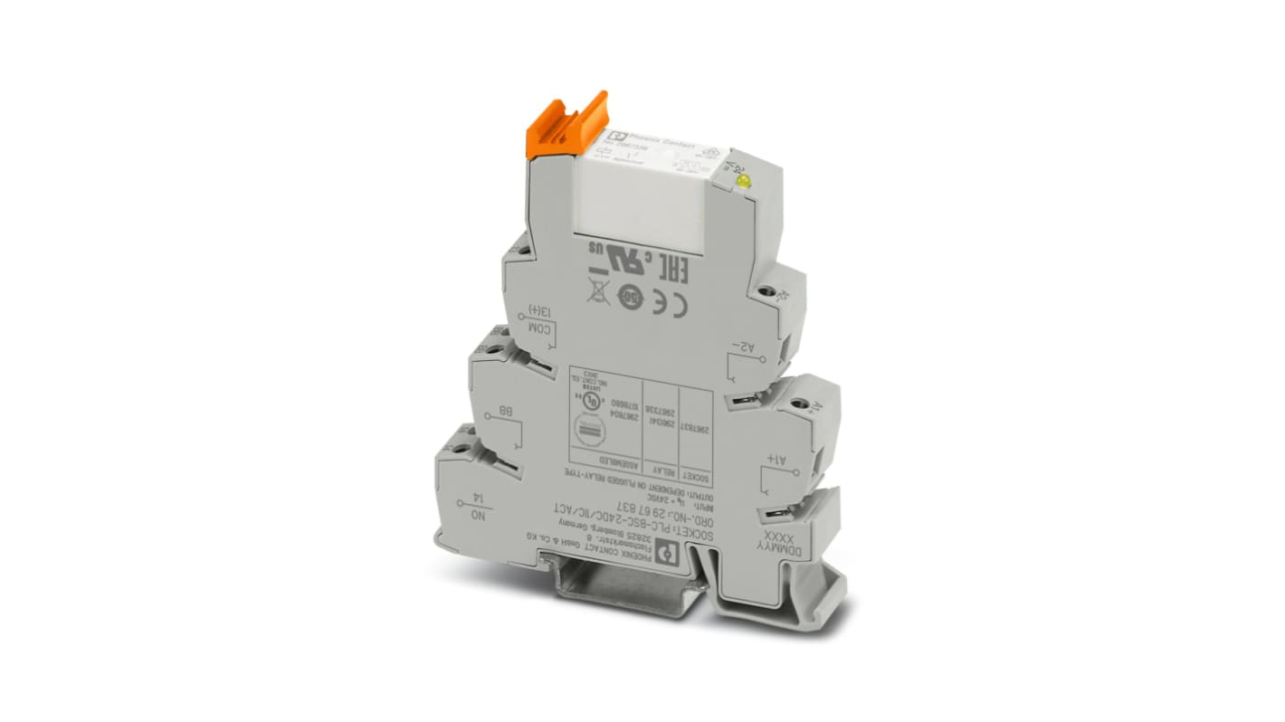 Phoenix Contact PLC-RSC- 24DC/ 1ICT/ACT Series Relay Module, DIN Rail Mount, 24 V DC Coil, SPST, 6A Load