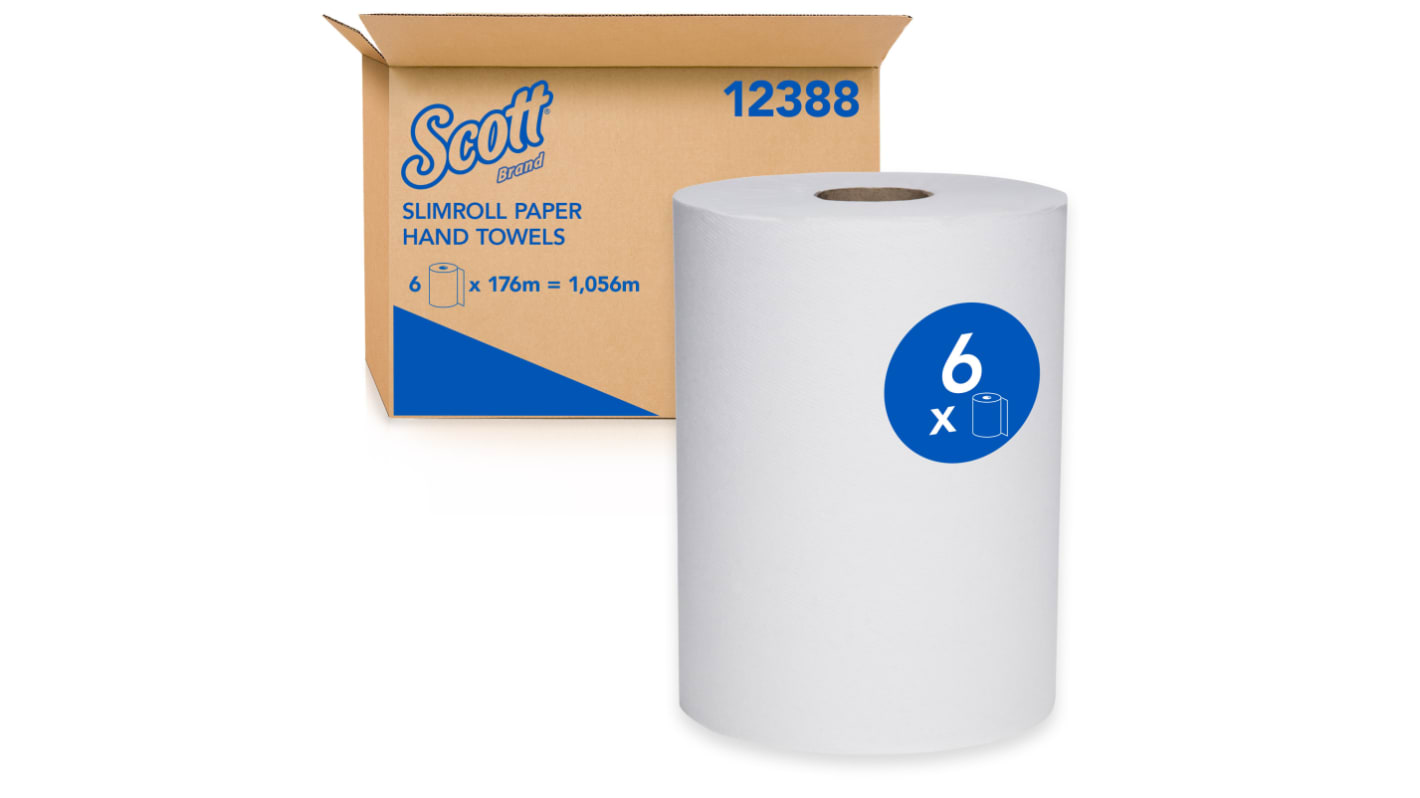 SCOTT Slimroll (12388) Rolled White Paper Towel, 315 x 219mm
