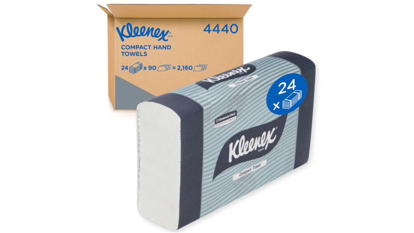 KLEENEX Compact Hand Towels (4440) Folded White Paper Towel, 295 x 190mm, 2160 Sheets