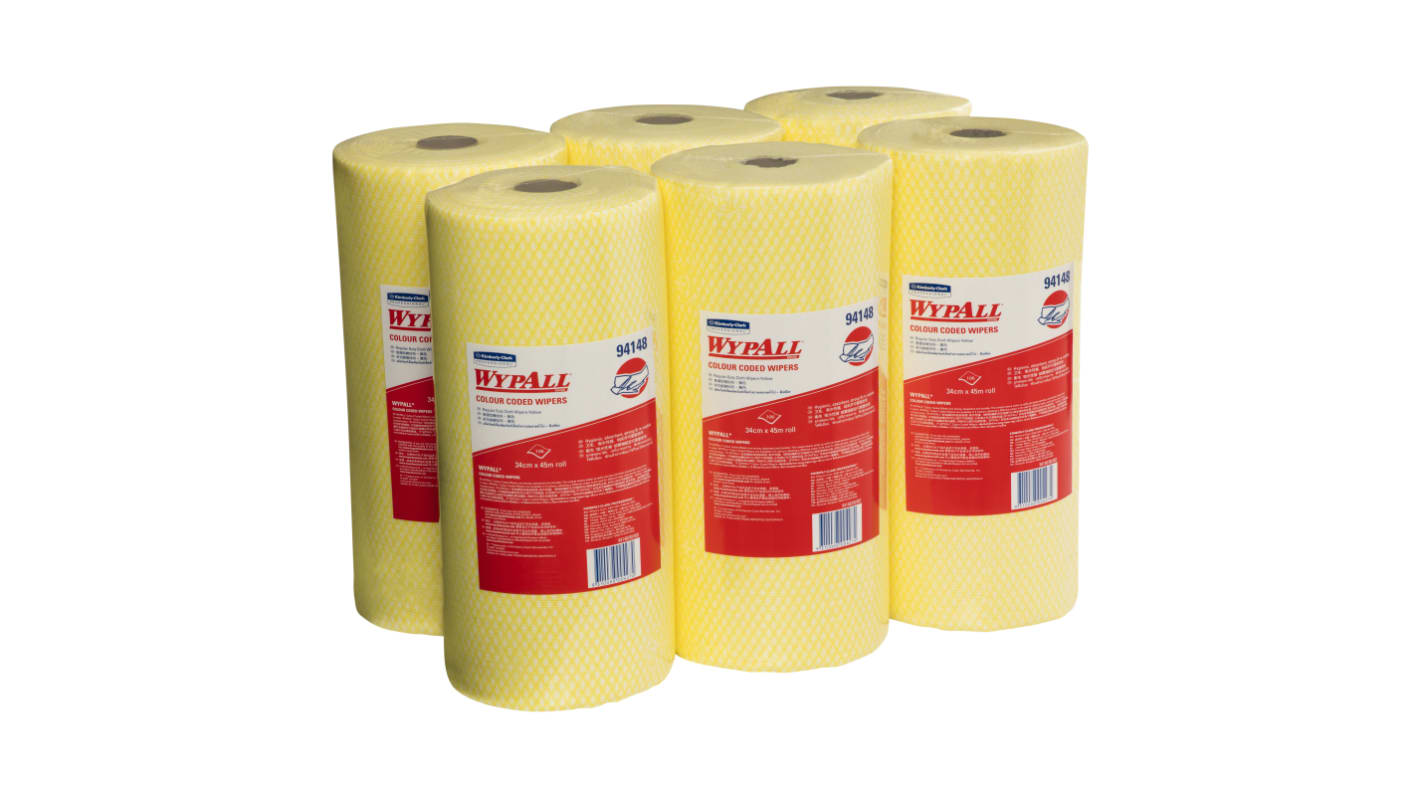 WYPALL Colour Coded Wipers (94148) Dry Colour Coded Wipes, Roll of 636, 34cm x 45m