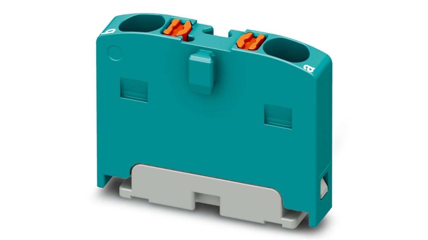 Phoenix Contact Distribution Block, 2 Way, 2.5mm², 17.5A, 450 V, Turquoise