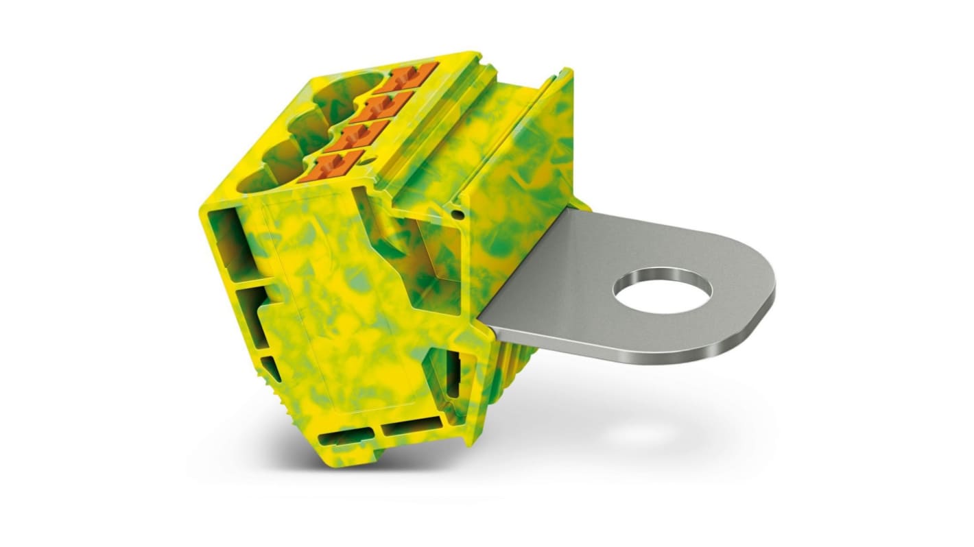 Phoenix Contact 1083238 AGK PT Series Green/Yellow, 10mm², Single-Level, Push In Termination
