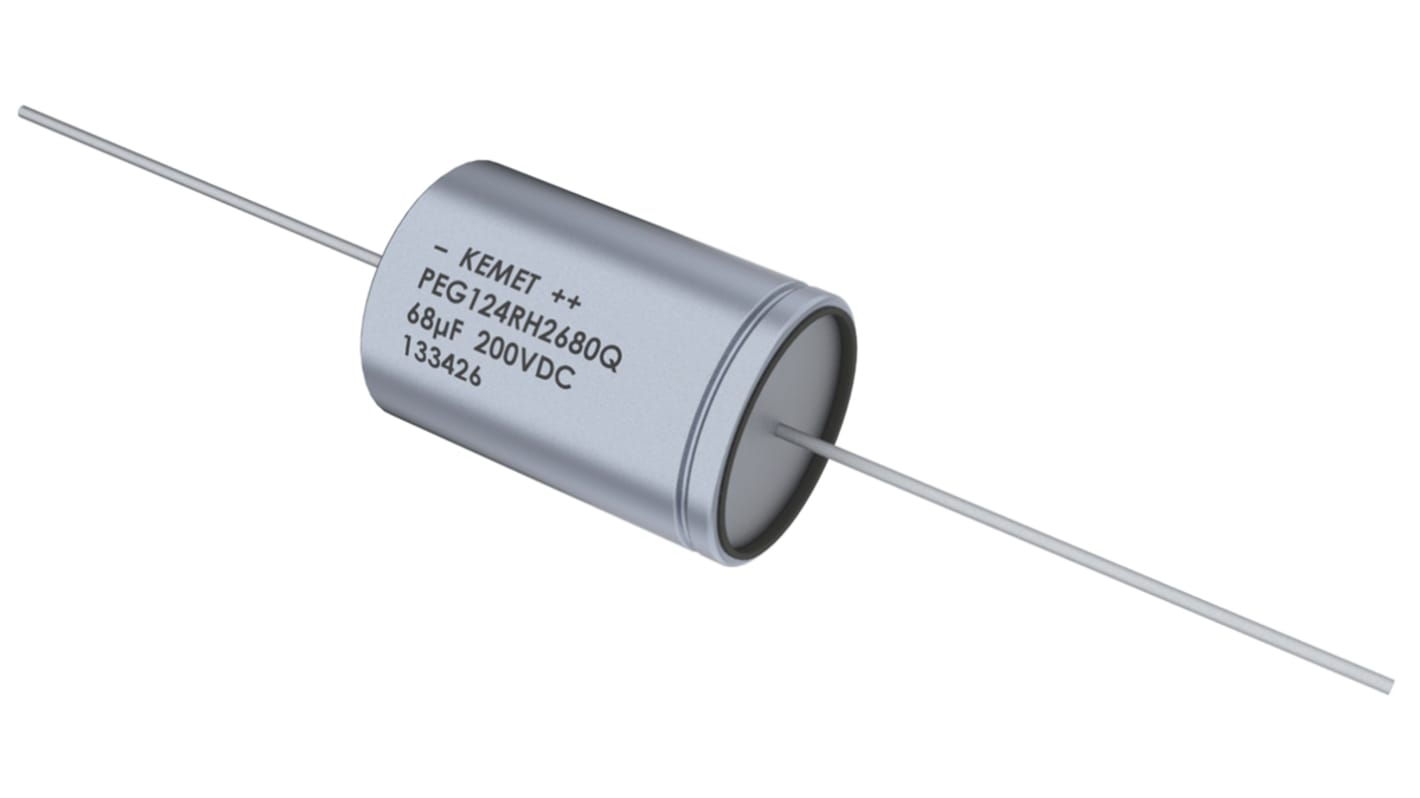 KEMET 22μF Aluminium Electrolytic Capacitor 100V dc, Axial, Through Hole - PEG124PB222VQL1
