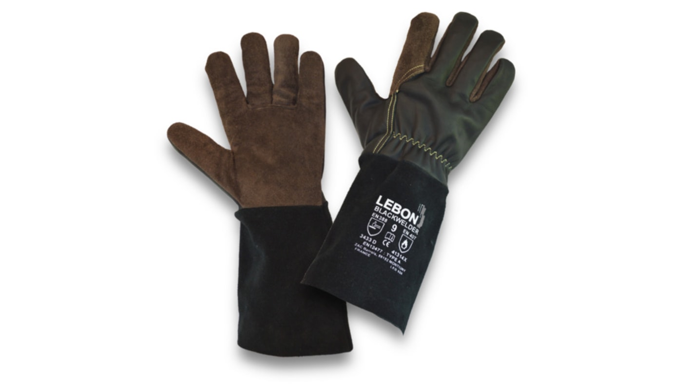 Lebon Protection BLACKWELDER Schneidfeste Handschuhe, Größe 9, Wärmebeständig, Leder Schwarz 1 Stk.
