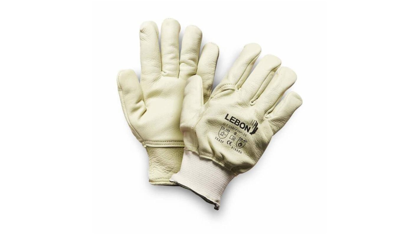 Lebon Protection GT350/FHP/26 Schneidfeste Handschuhe, Größe 10, Schneidfest, Leder Beige 1Paar Stk.