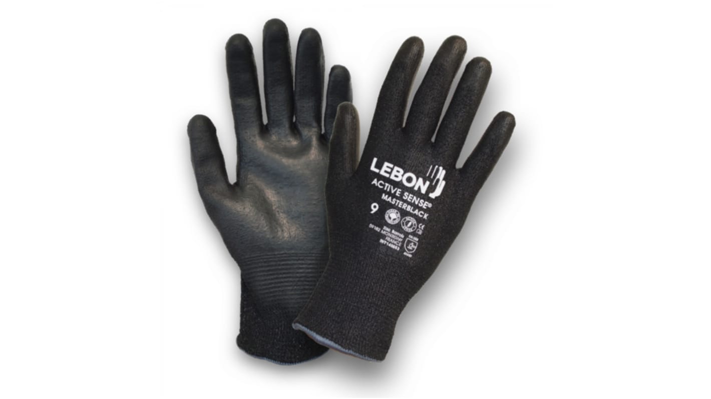 Lebon Protection MASTERBLACK Schneidfeste Handschuhe, Größe 10, Schneidfest, Elastan, HPPE, Polyamid Schwarz 1 Stk.