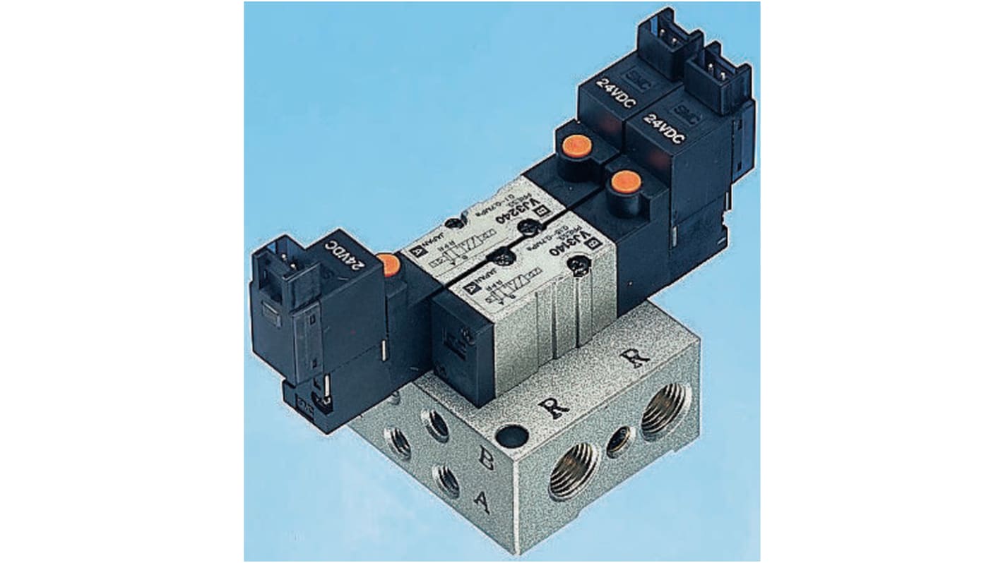 SMC 5/2 Pneumatic Control Valve - Solenoid/Pilot NVJ3000 Series 24V dc