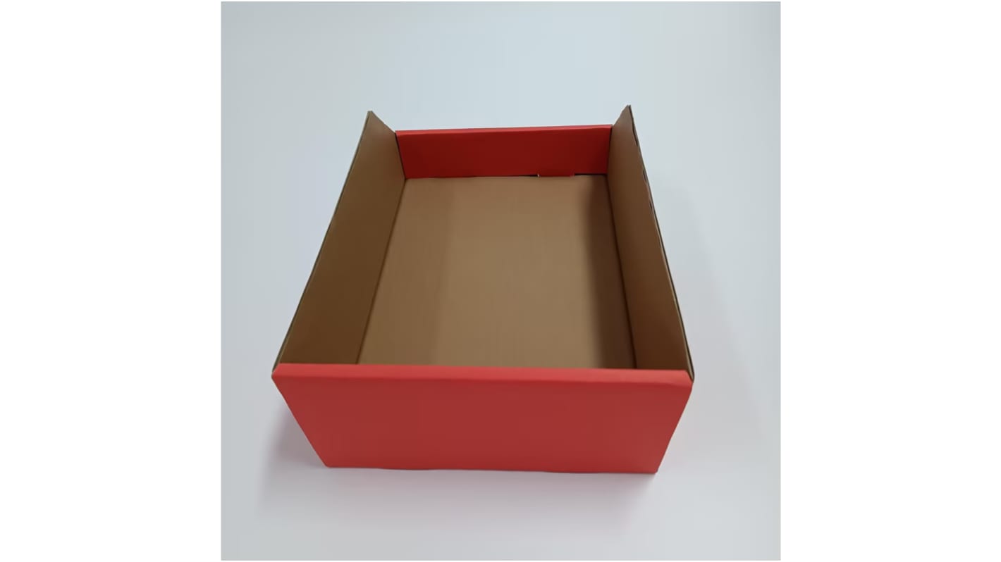 RS PRO Cardboard Storage Bin, 300mm x 200mm x 100mm, Red