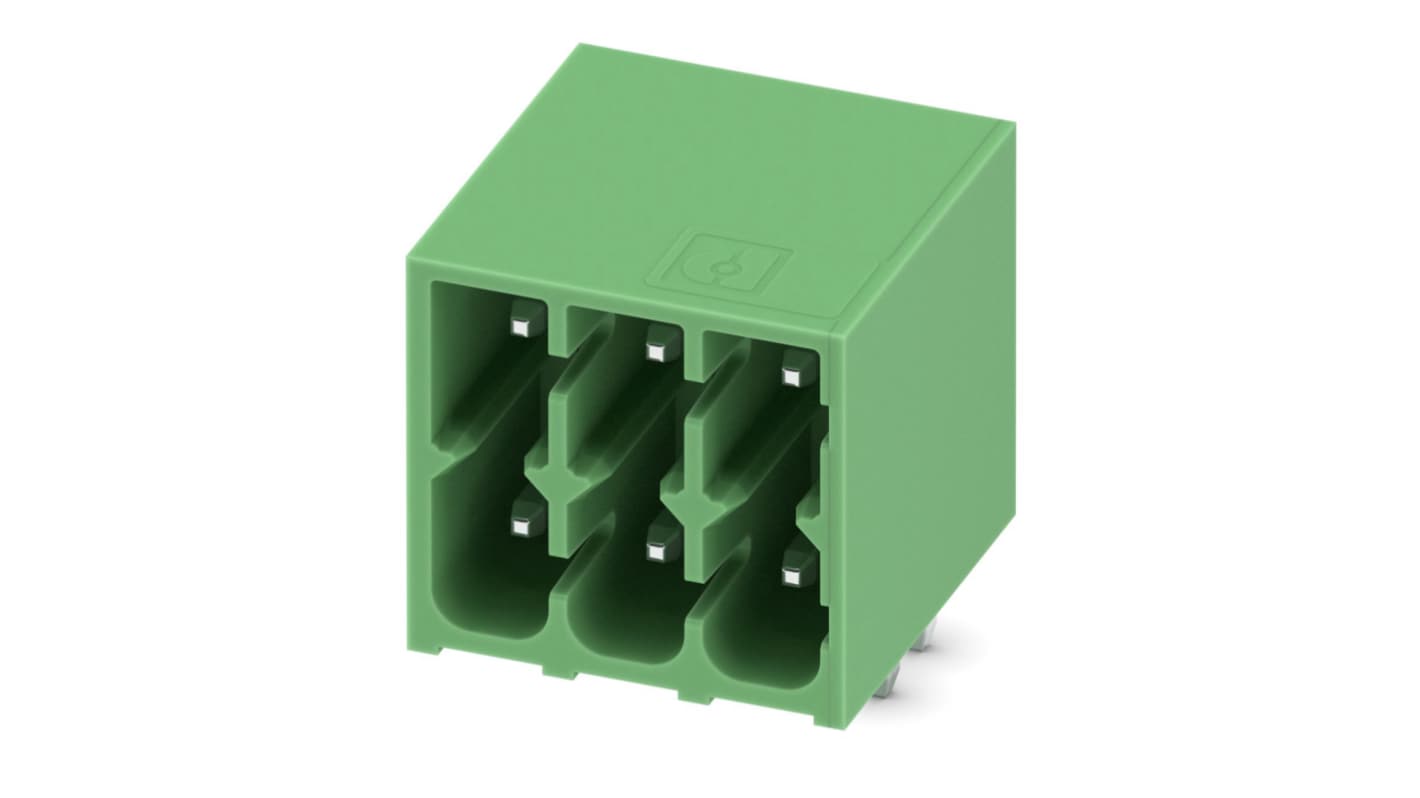 Phoenix Contact, 3.5mm Pitch, DMC 1.5, 3 Way, Right Angle, Pluggable Terminal Block, Header, Through Hole, Solder