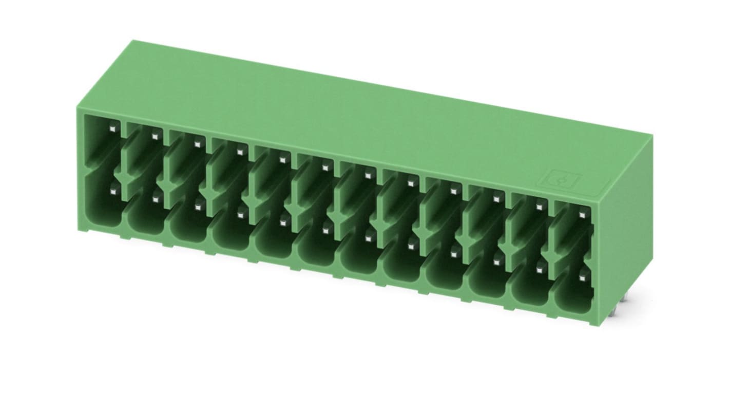 Phoenix Contact, 3.5mm Pitch, DMC 1.5, 12 Way, Right Angle, Pluggable Terminal Block, Header, Through Hole, Solder