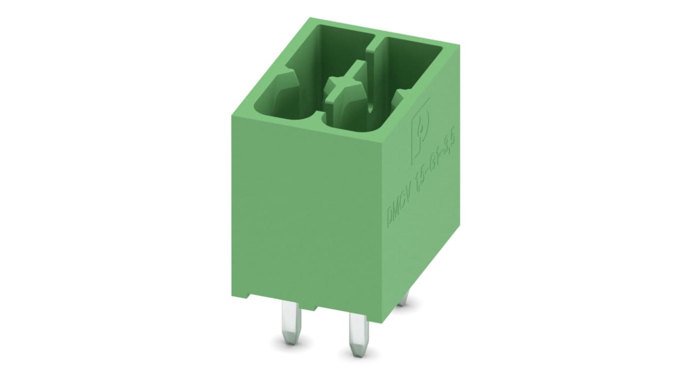 Phoenix Contact, 3.5mm Pitch, DMCV 1.5, 2 Way, Pluggable Terminal Block, Header, Plug-In, 1053831