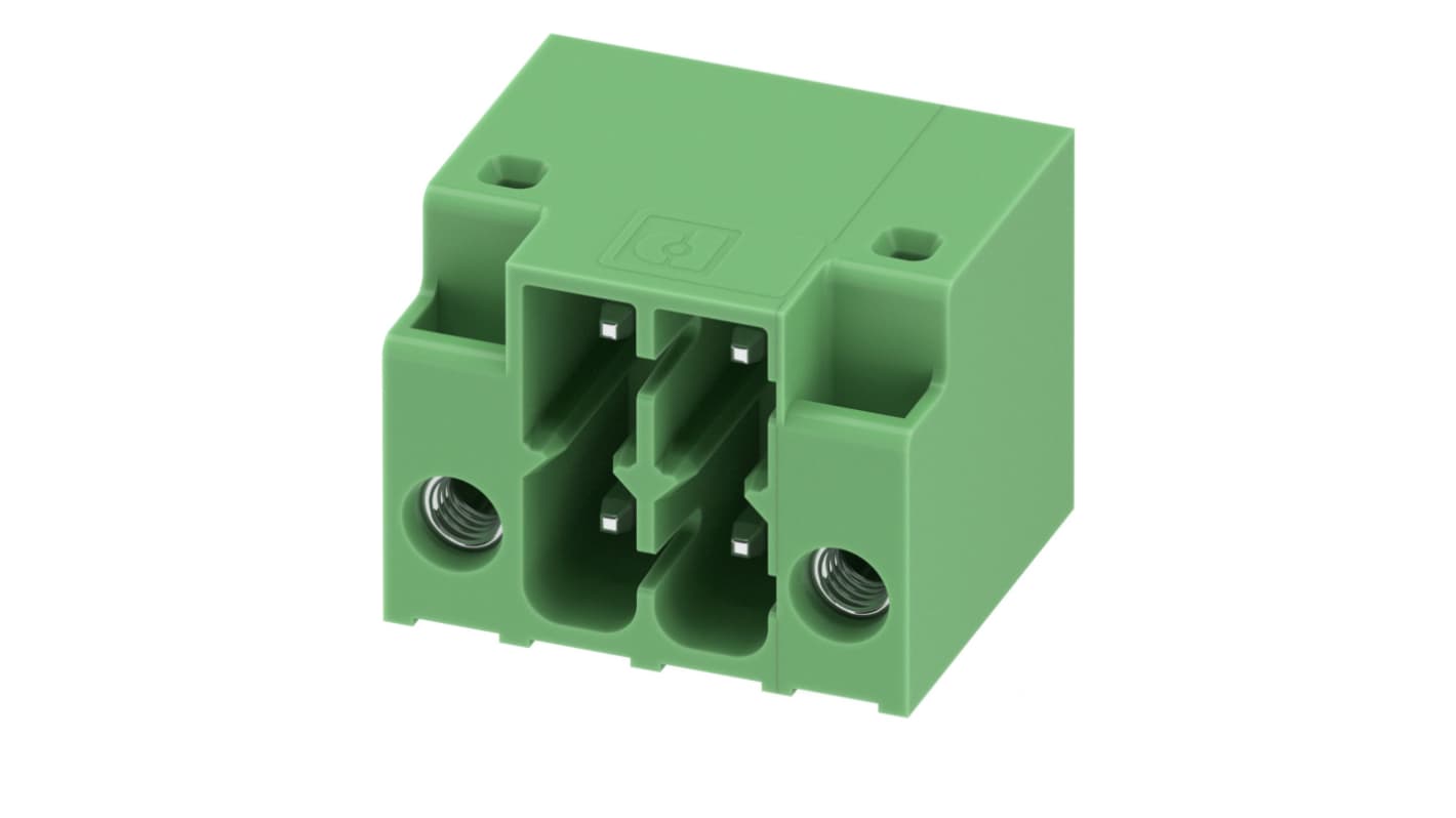 Phoenix Contact, 3.5mm Pitch, DMC 1.5, 2 Way, Right Angle, Pluggable Terminal Block, Header, Through Hole, Solder