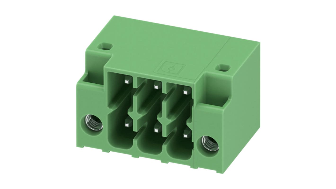 Phoenix Contact, 3.5mm Pitch, DMC 1.5, 3 Way, Right Angle, Pluggable Terminal Block, Header, Through Hole, Solder