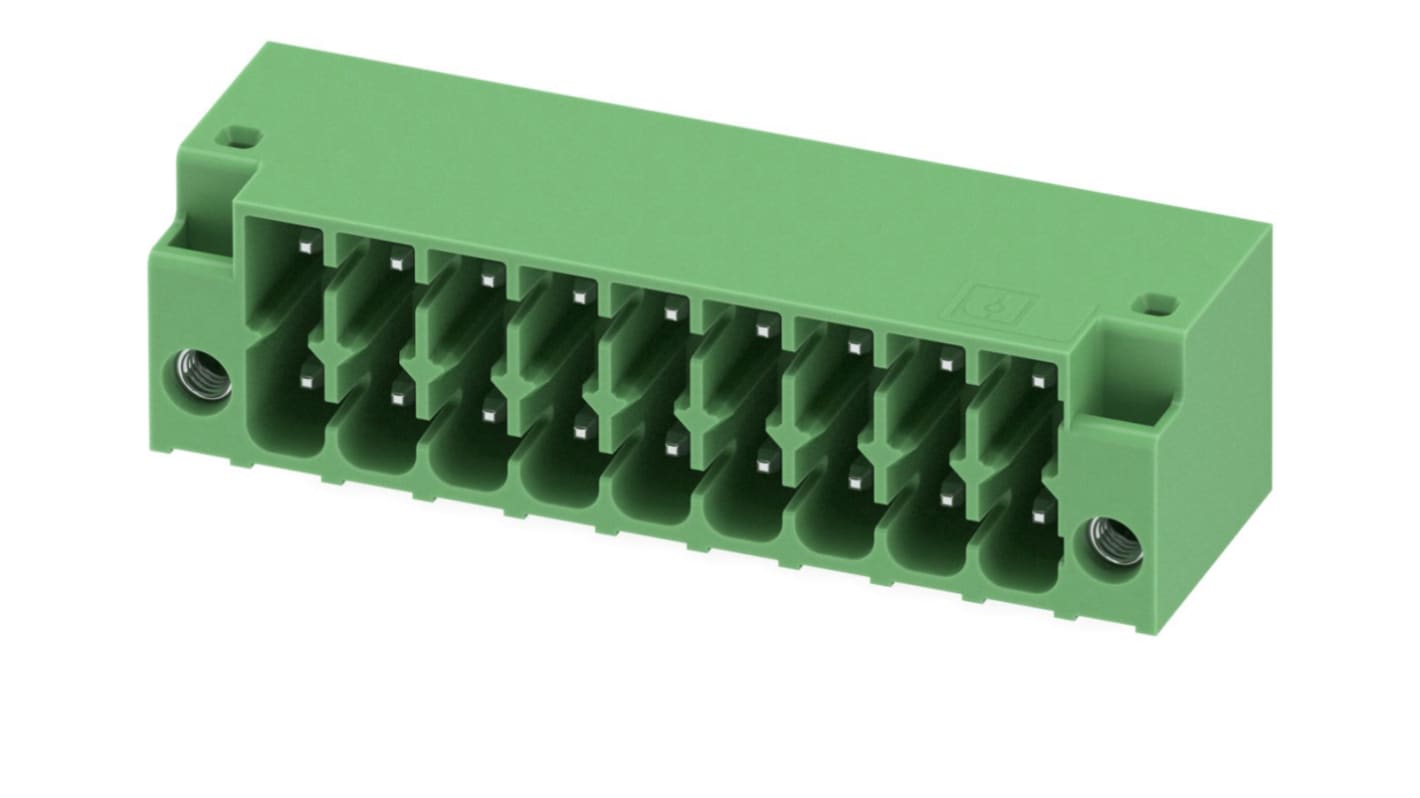 Phoenix Contact, 3.5mm Pitch, DMC 1.5, 9 Way, Right Angle, Pluggable Terminal Block, Header, Through Hole, Solder