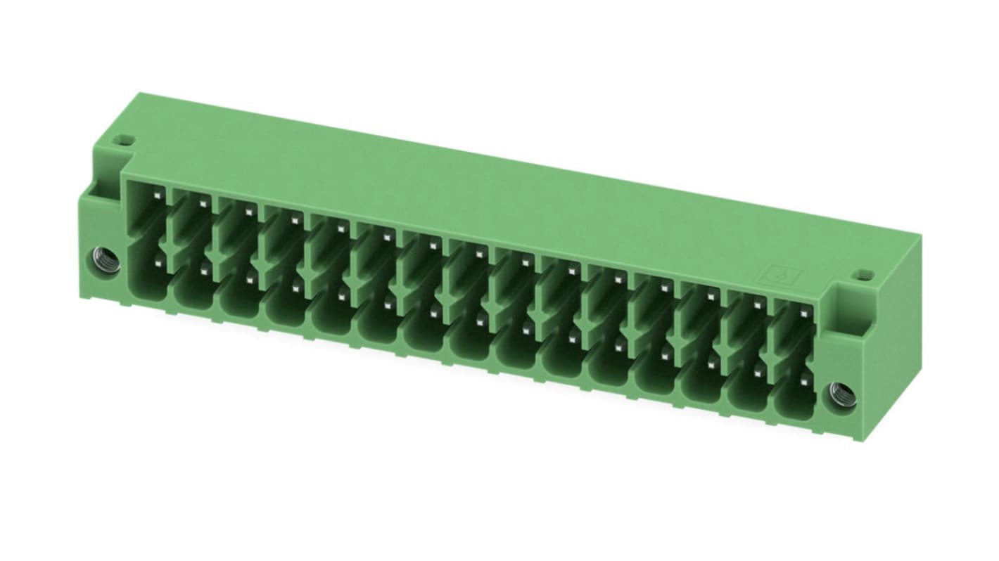 Phoenix Contact, 3.5mm Pitch, DMC 1.5, 15 Way, Right Angle, Pluggable Terminal Block, Header, Through Hole, Solder