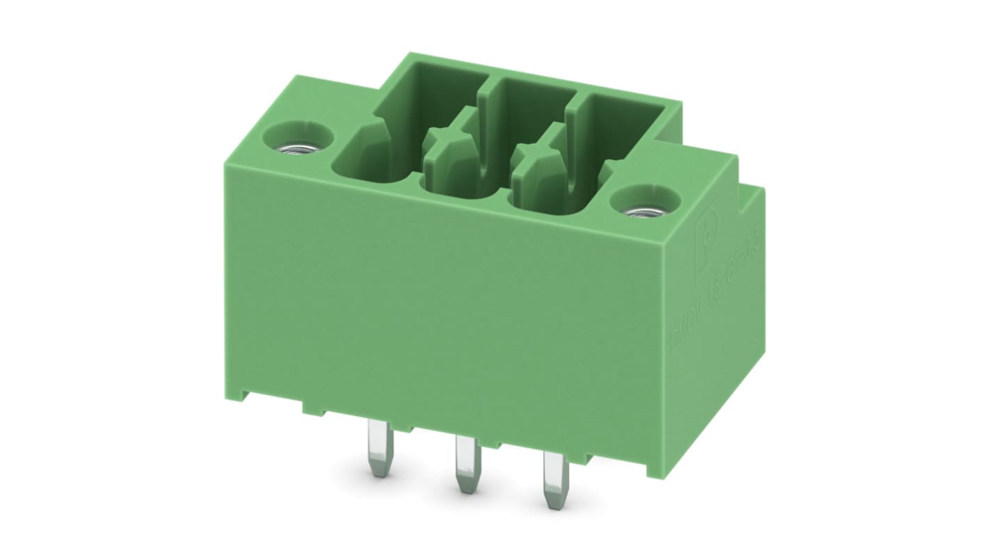 Phoenix Contact, 3.5mm Pitch, DMCV 1.5, 3 Way, Pluggable Terminal Block, Header, Plug-In, 1053973