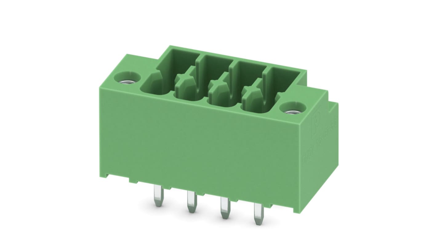 Phoenix Contact, 3.5mm Pitch, DMCV 1.5, 4 Way, Pluggable Terminal Block, Header, Plug-In, 1053974