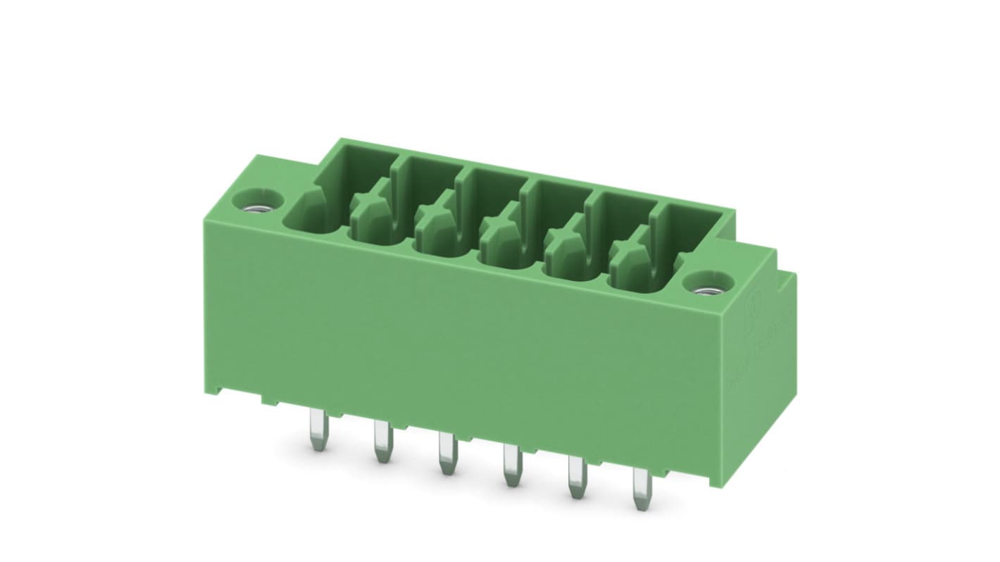 Phoenix Contact, 3.5mm Pitch, DMCV 1.5, 6 Way, Pluggable Terminal Block, Header, Plug-In, 1053977