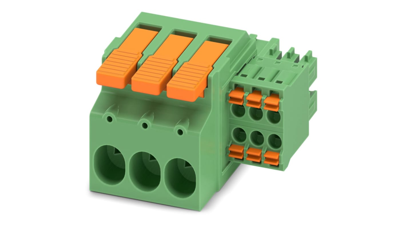 Phoenix Contact, 7.62mm Pitch, LPCH 6, 9 Way, , Pluggable Terminal Block, Hybrid Plug, Cable Mount, Push-In