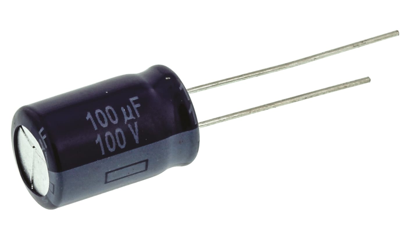 Condensateur Panasonic série M-A, Aluminium électrolytique 100μF, 100V c.c.