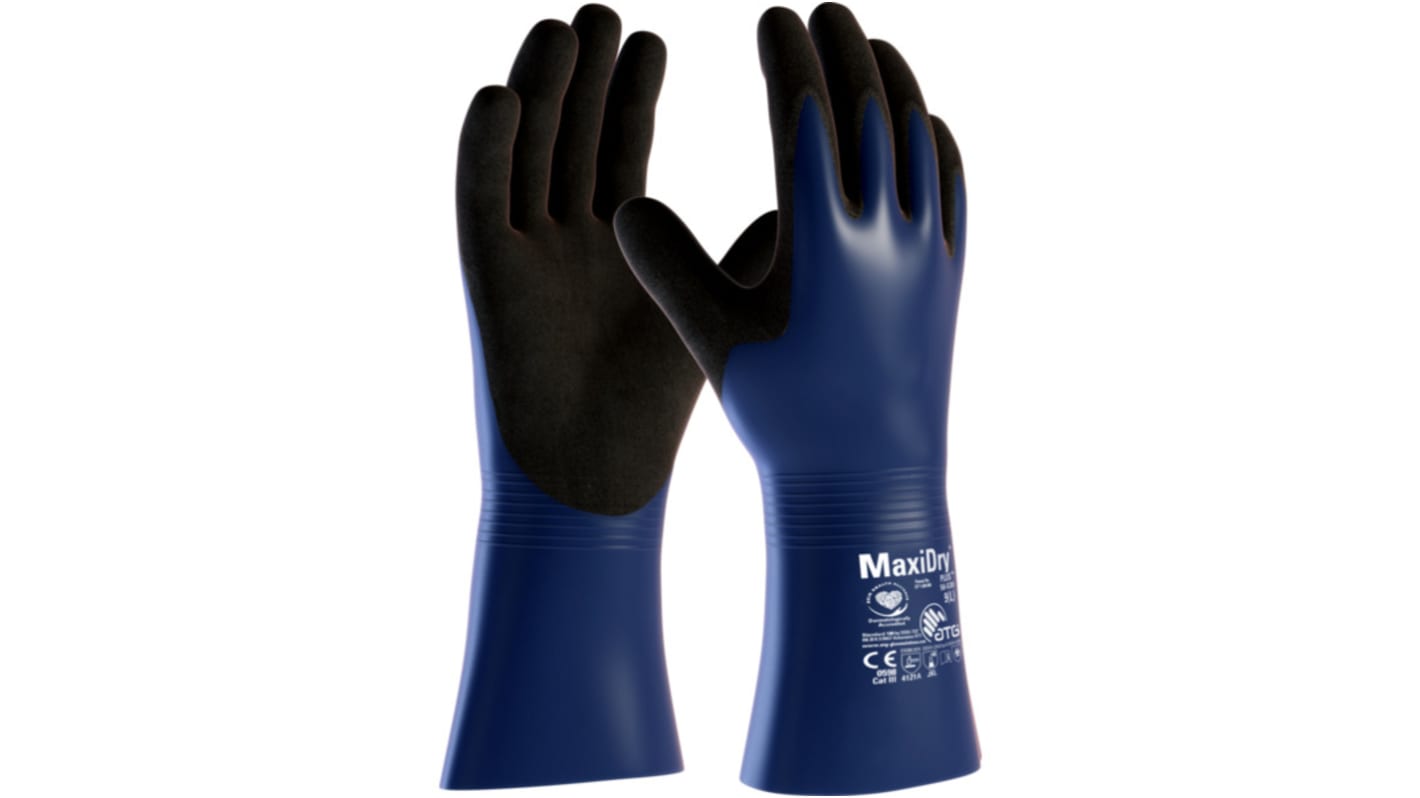 Gants de manutention ATG MaxiDry Plus, Taille 8, Résiste aux produits chimiques, 1 Paire, Bleu