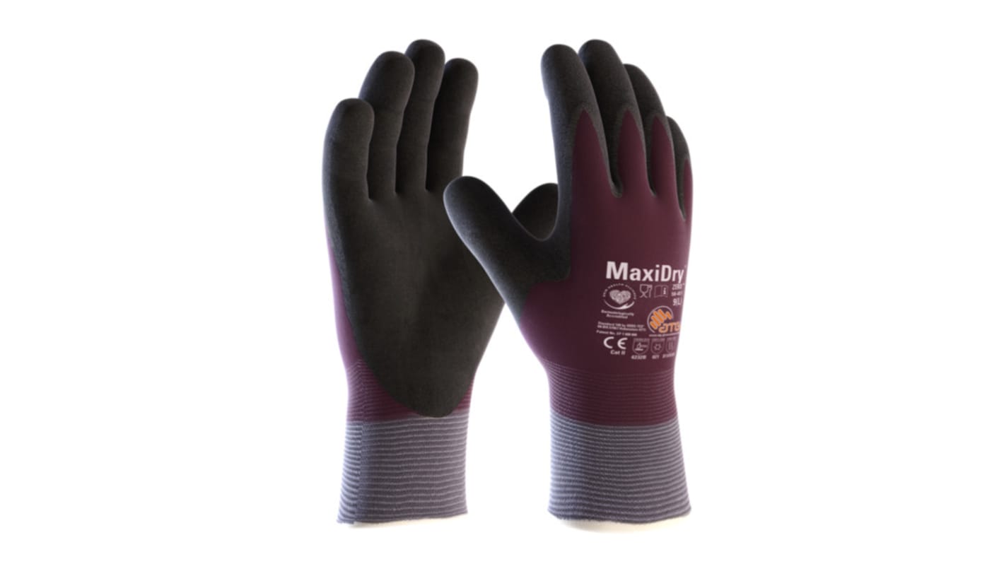 ATG MaxiDry Zéro Purple Acrylic, Nylon (Liner) Thermal Work Gloves, Size 8, Nitrile Coating