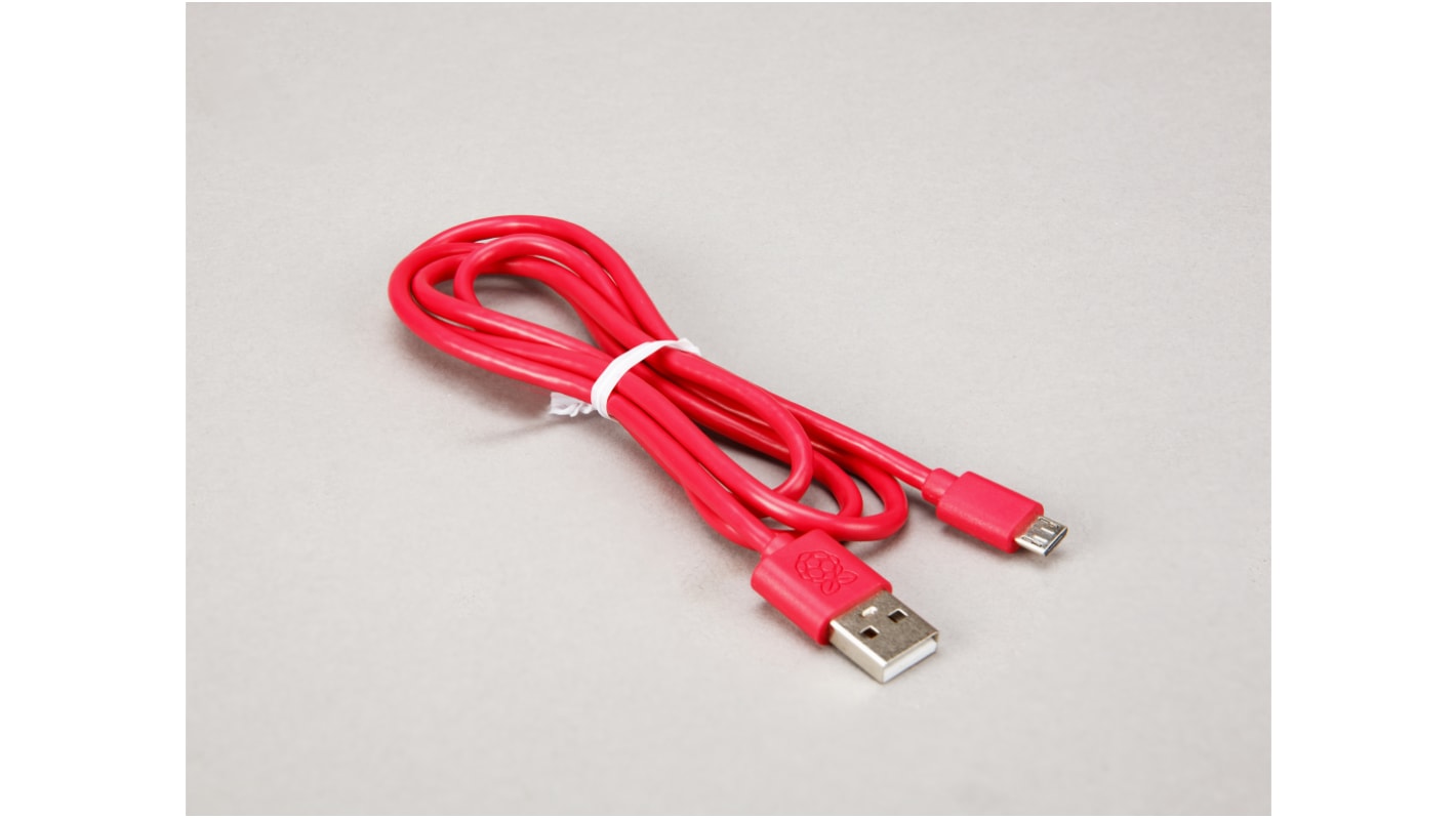 Raspberry Pi 1m USB A Male to Micro USB Male cable in Red