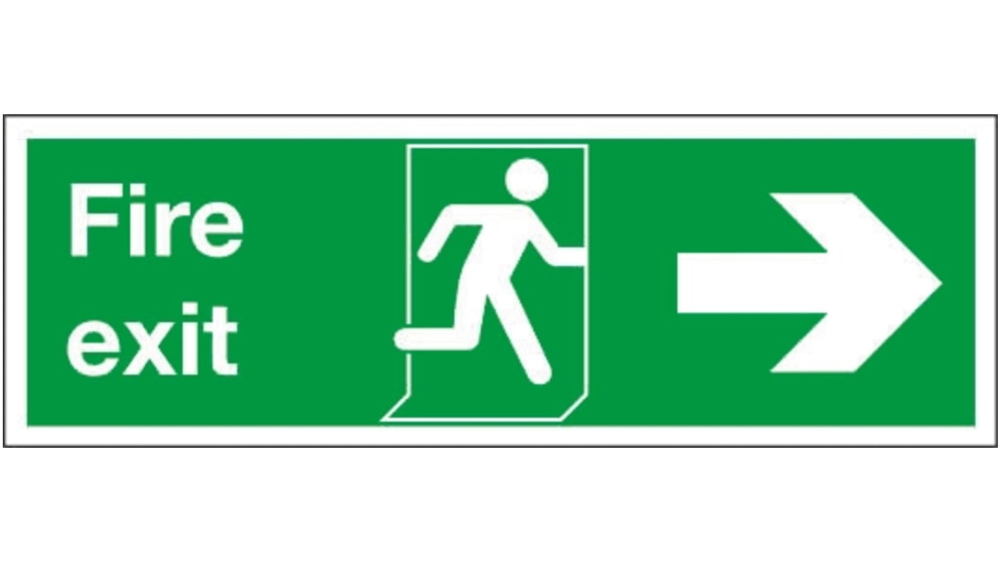 PVC Fire Exit Right, Fire Exit, English, Exit Sign