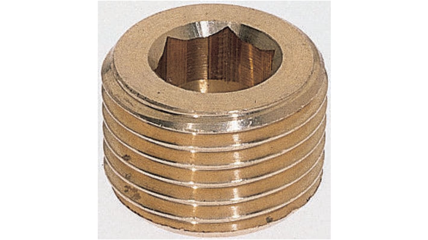 Legris Brass Pipe Fitting, Straight Threaded Plug, Male R 1/2in