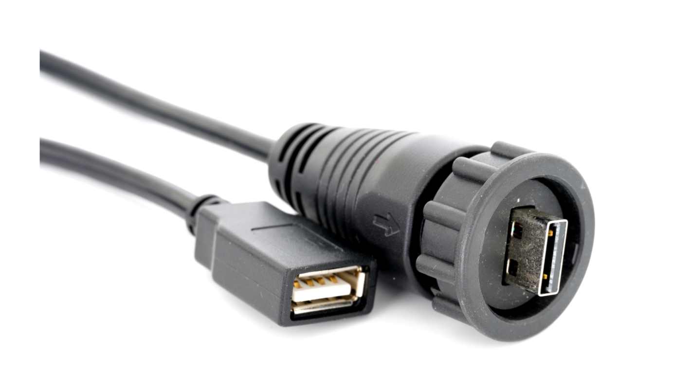 RS PRO USB 2.0, Male USB A to Female USB A, 2m