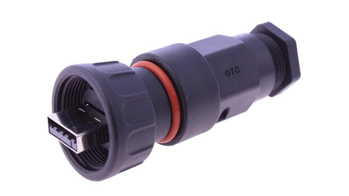 RS PRO USB接口, A型2.0, 插座端接, 电缆安装, 直向, IP67