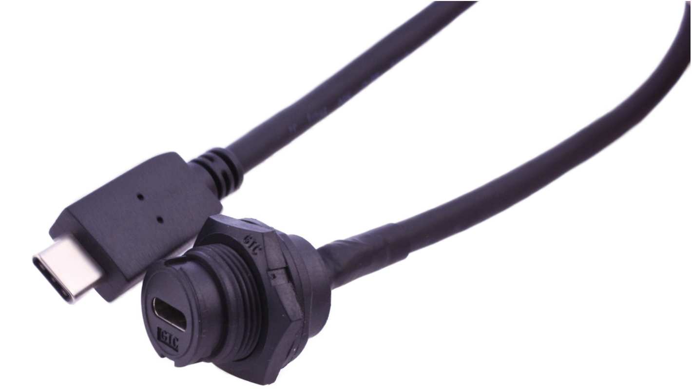 RS PRO Type C连接器接口, C型3.1, 插入式端接, 面板安装, 直向, IP67