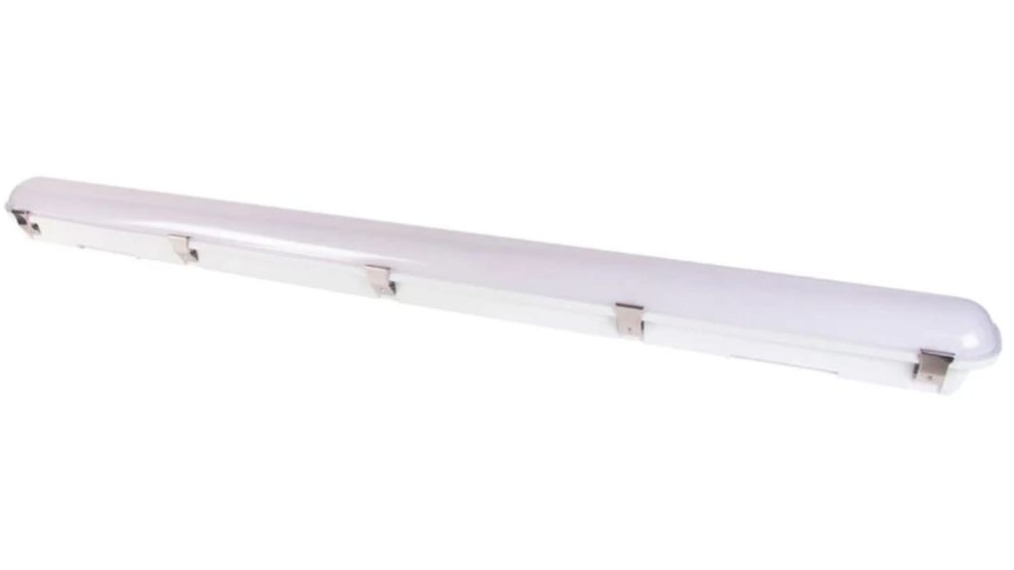 RS PRO 30 W, 38 W, 40 W, 55 W LED CCT3 Selectable Batten Light, 100 → 240 V Emergency, Anti-corrosive, 1200 mm