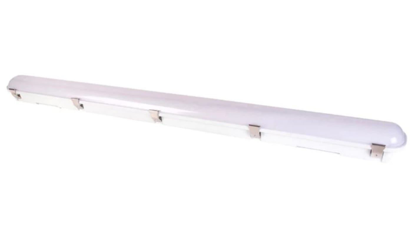 RS PRO 30, 38, 40, 55W LED Batten Light, 100 → 240 V Batten, 1 Lamp, Anti-corrosive, 1200mm Long, IP65