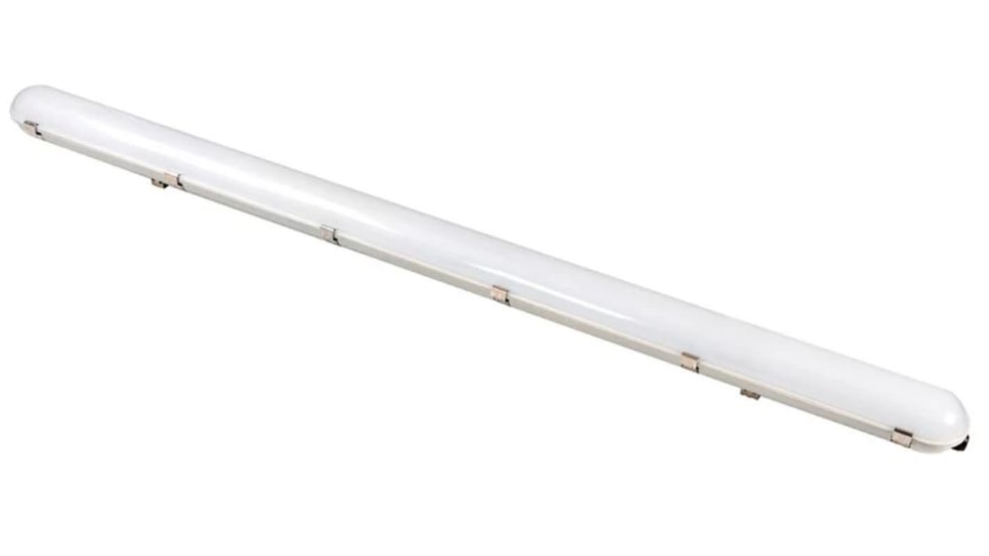 RS PRO 30, 38, 45, 55W LED Batten Light, 100 → 240 V Batten, 1 Lamp, Anti-corrosive, 1500mm Long, IP65