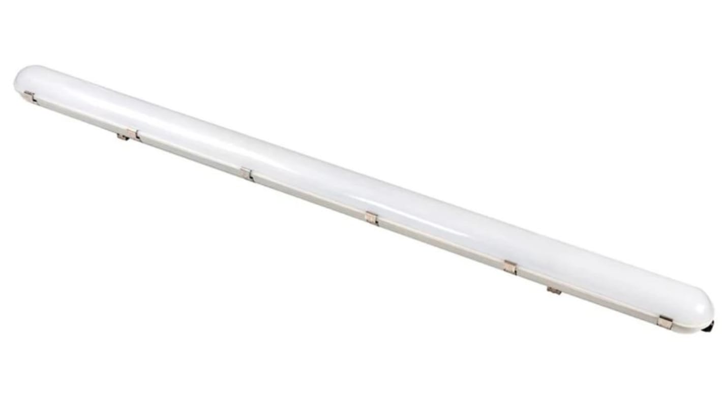 RS PRO 30, 38, 45, 55W LED Batten Light, 100 → 240 V Batten, 1 Lamp, Anti-corrosive, 1500mm Long, IP65