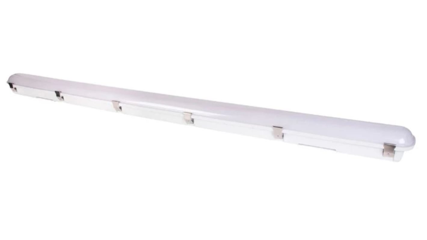 RS PRO 30, 38, 45, 55W LED Batten Light, 100 → 240 V Batten Emergency and Microwave, 1 Lamp, Anti-corrosive,
