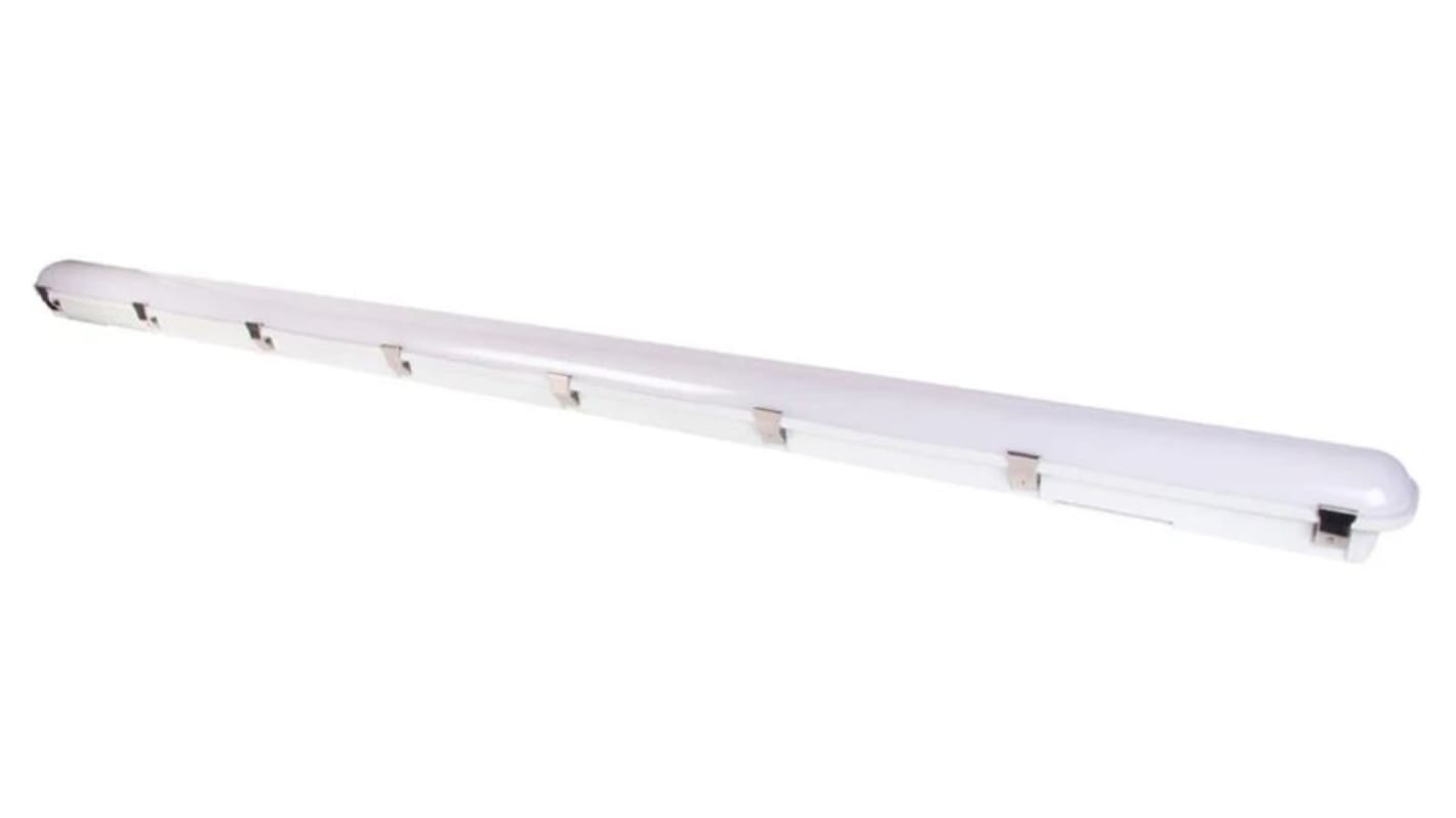 RS PRO 40, 56, 66, 80W LED Batten Light, 100 → 240 V Batten, 1 Lamp, Anti-corrosive, 1800mm Long, IP65