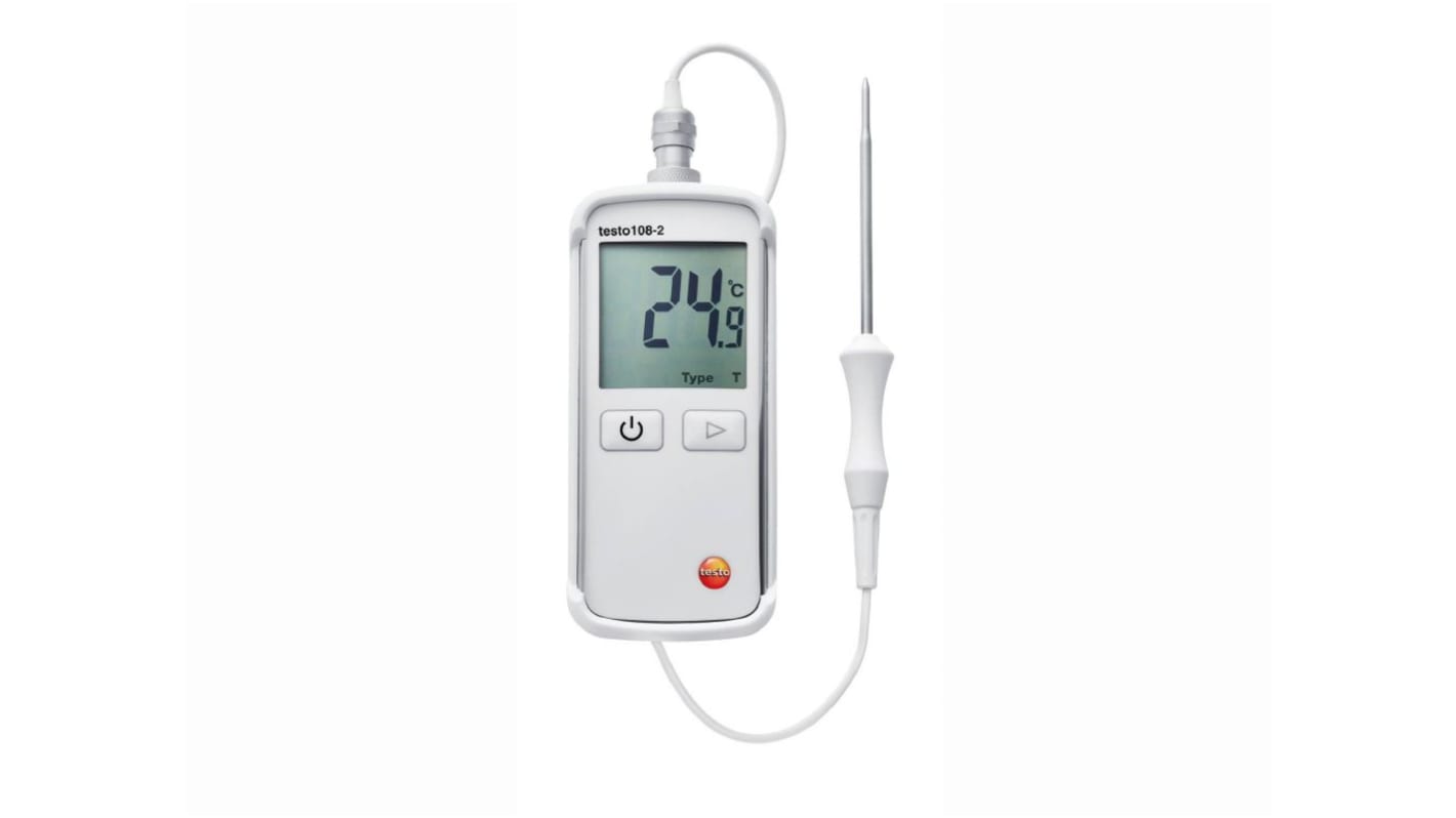 Testo 108-2 Wireless Digital Thermometer for Food Industry Use, Type T Thermocouple Probe, 1 Input(s), +300°C Max, ±0.5
