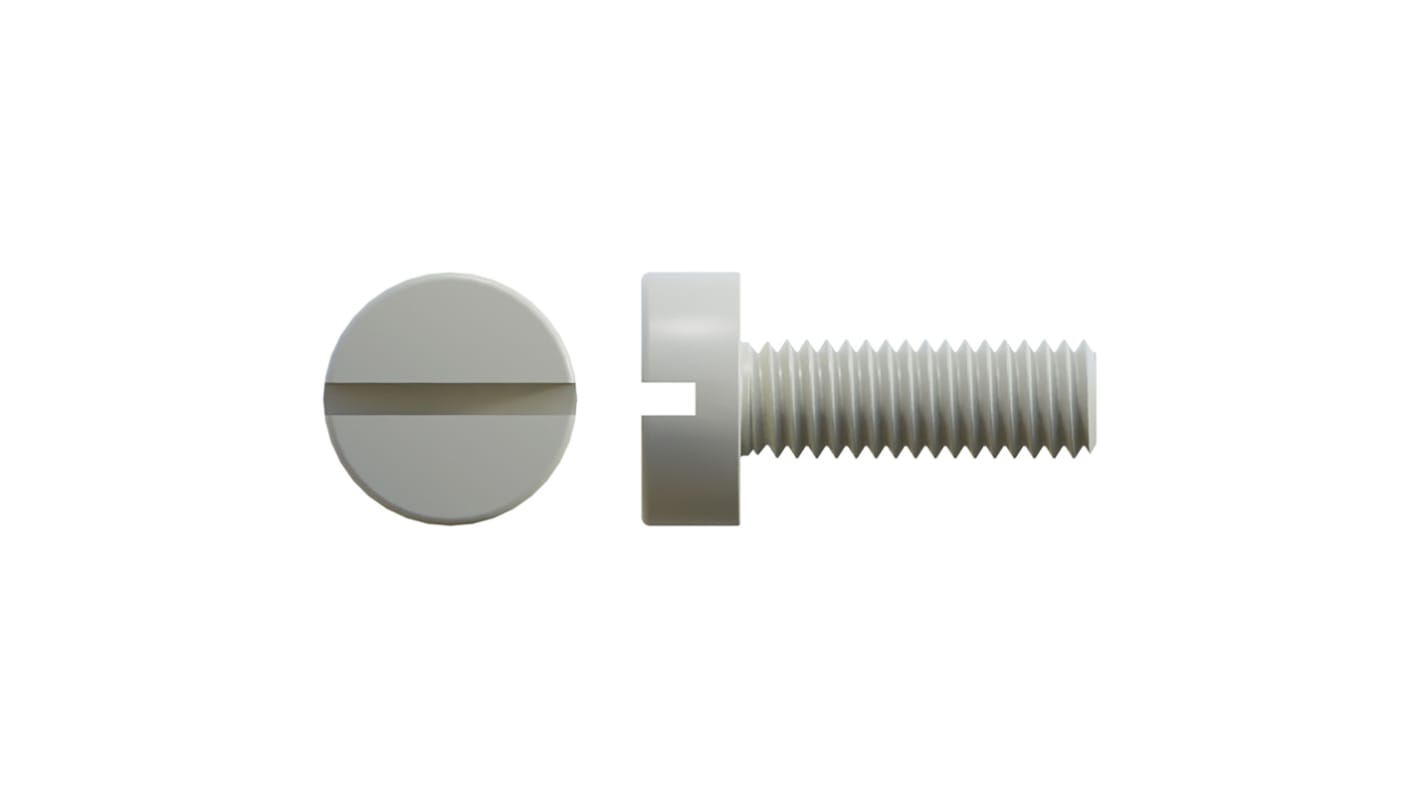 RS PRO Slot  Cheese Head Nylon Machine Screws DIN 84, M2x12.0mm