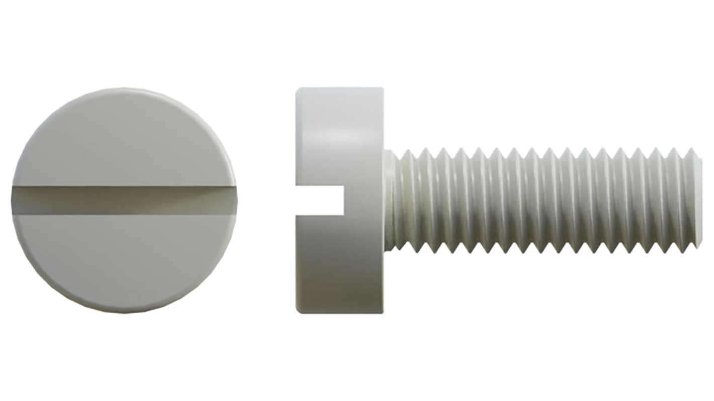 RS PRO Slot M3  Cheese Head Nylon Machine Screws DIN 84 x 30.0mm
